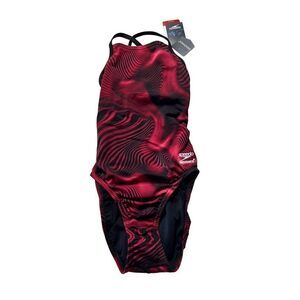 Speedo Endurance+ Women's Maroon Fusion Vibe CrossBack One Piece Suit Size 24